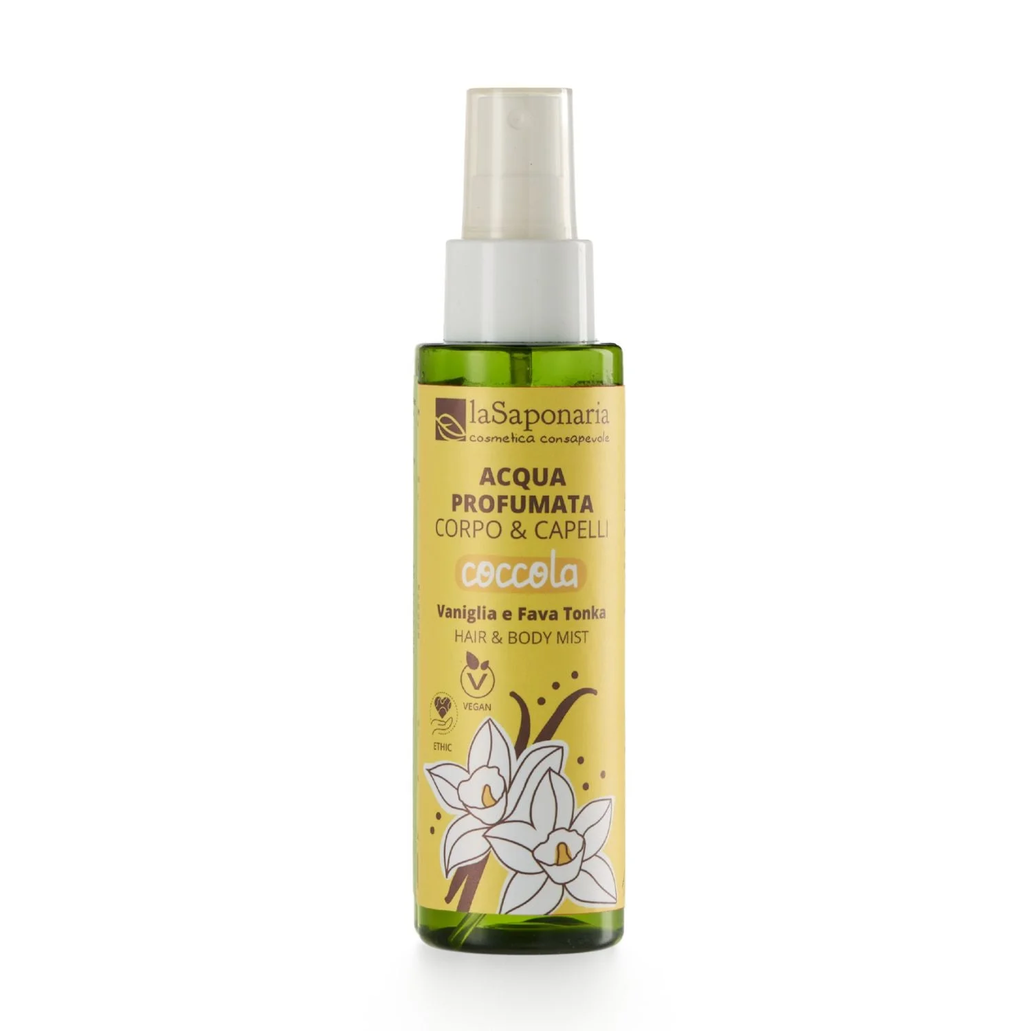 laSaponaria Meglica za telo in lase Pamper - vanilija in tonka (100 ml) - za telo in lase