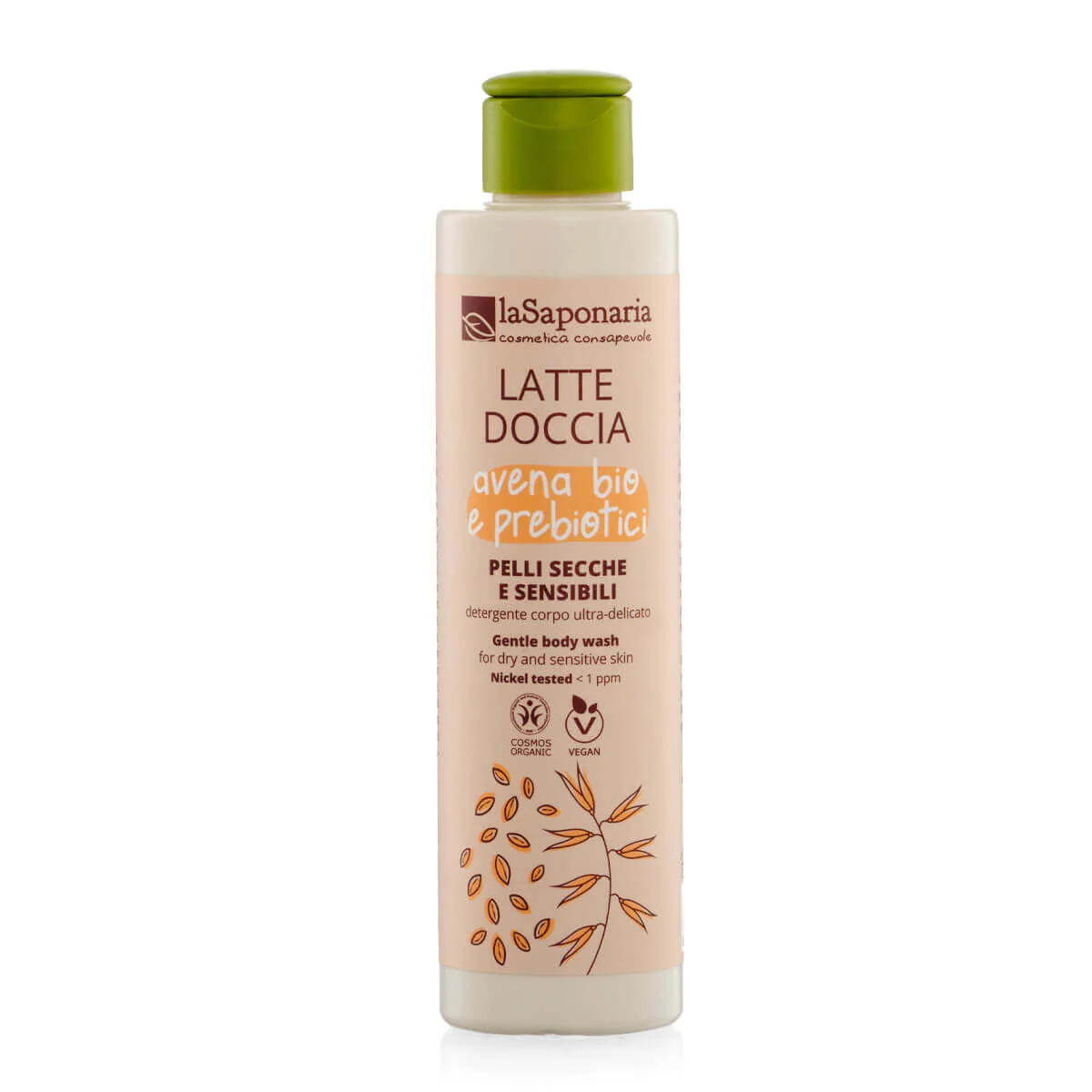 laSaponaria Mleko za prhanje z BIO ovsom in prebiotiki za občutljivo kožo (200 ml) - z ognjičem in kamilico