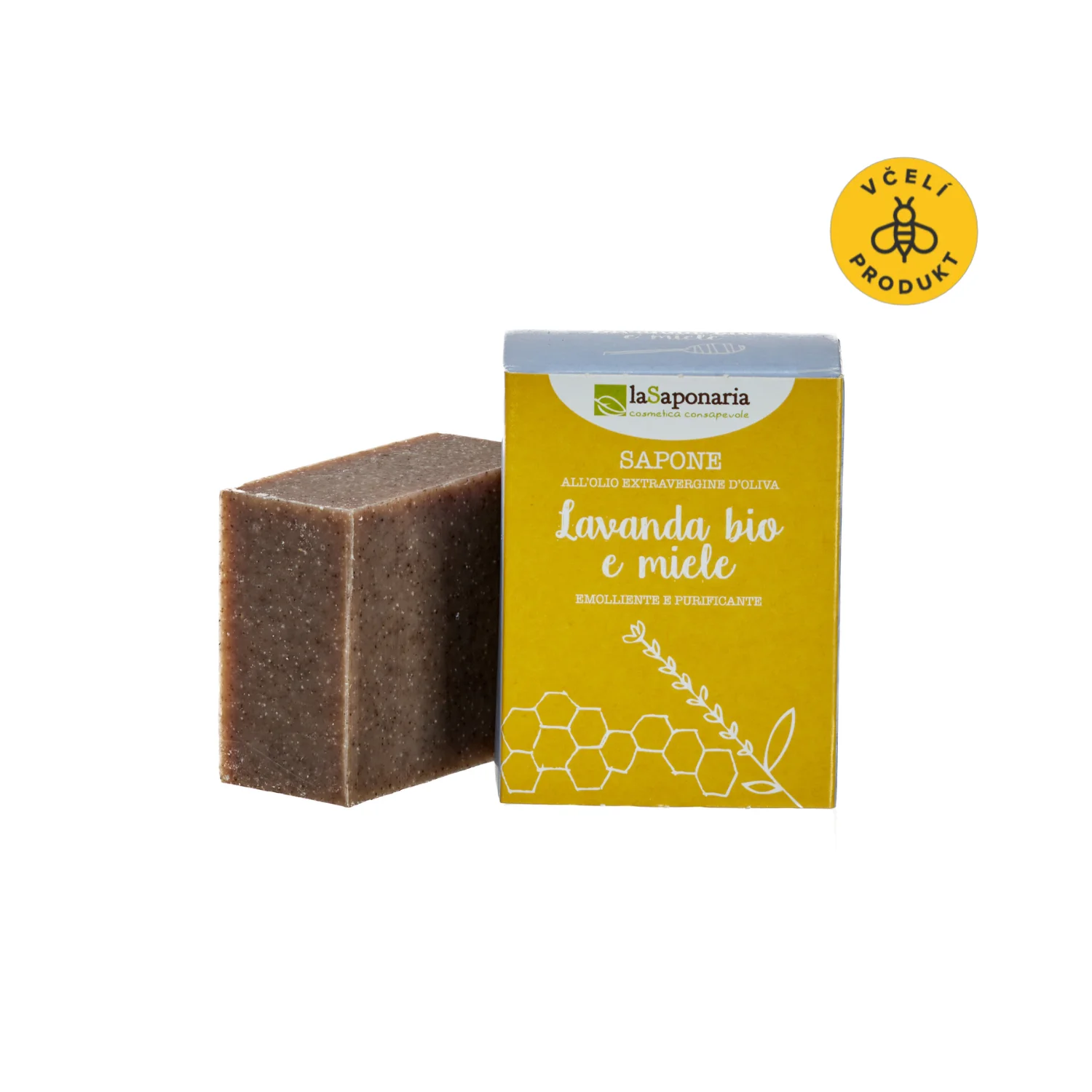 laSaponaria Trdo olivno milo BIO - med in sivka (100 g) - primerno za telo in obraz