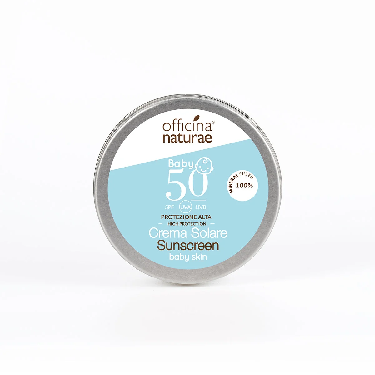 Officina Naturae Sončna krema za otroke in občutljivo kožo SPF 50 v pločevinasti dozi (75 ml) - brez dišav