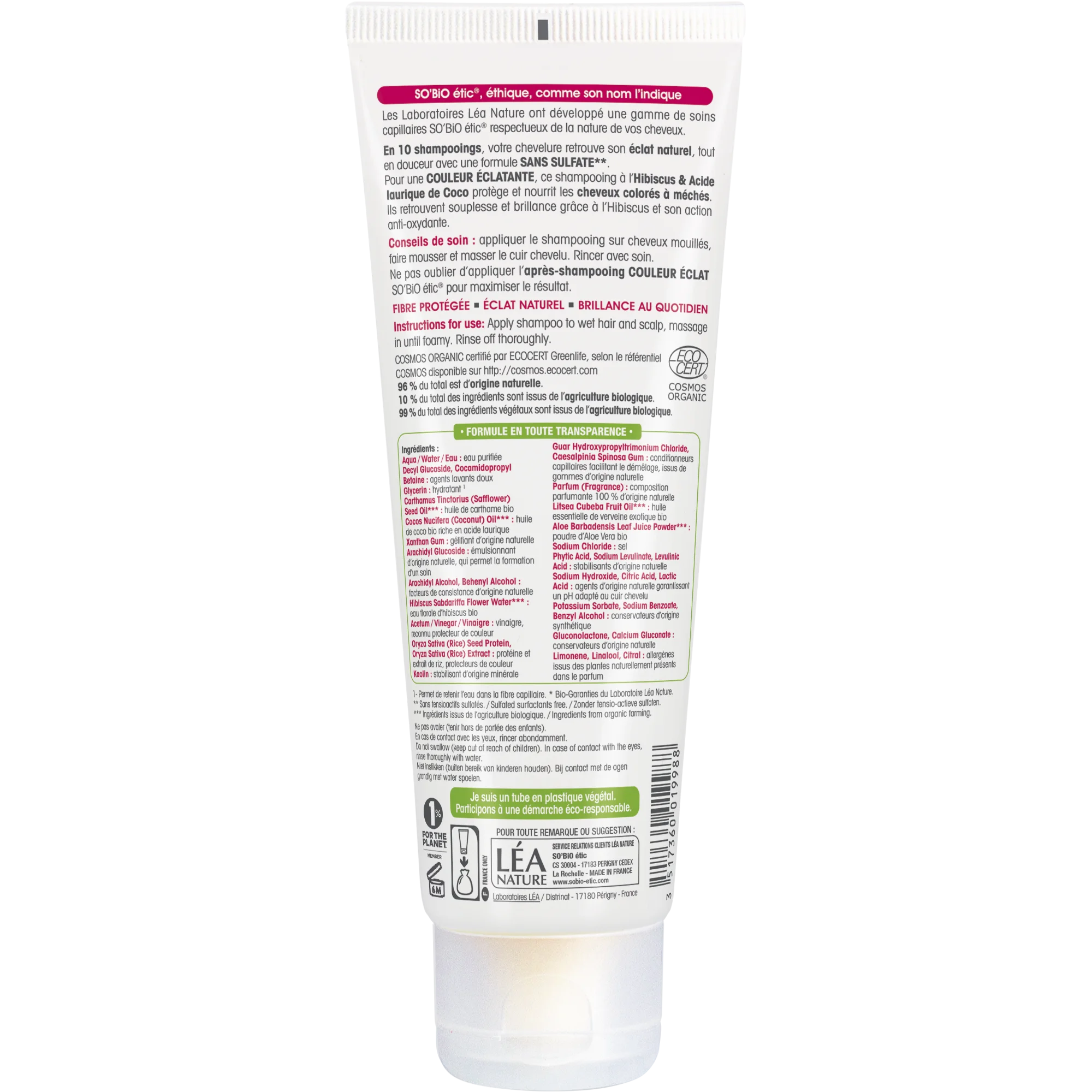 SO’BiO étic Šampon za barvane in melirane lase z BIO hibiskusom (250 ml) - ohranja sijočo barvo