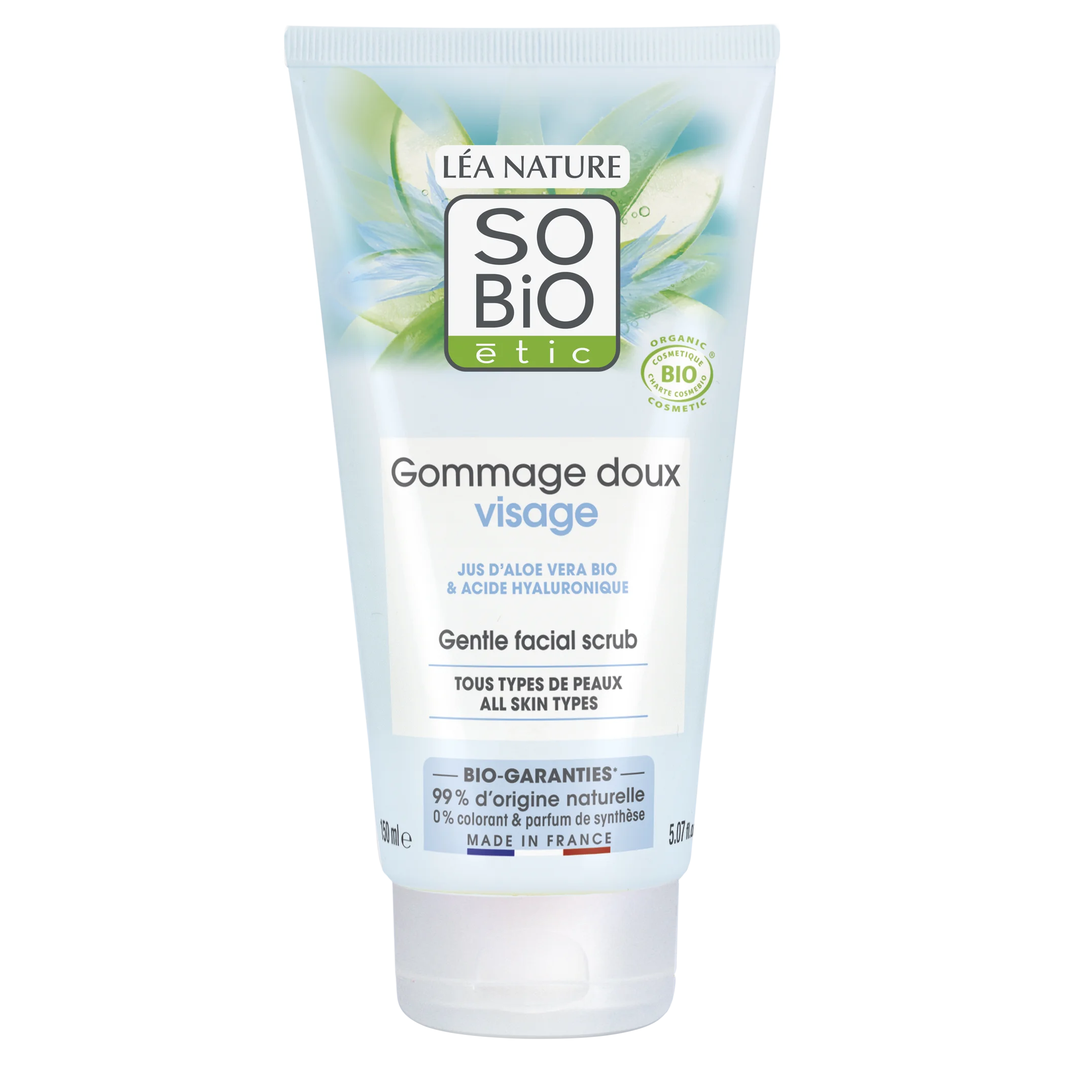 SO’BiO étic Nežen piling za pogosto uporabo z Aloe vero, vlažilni, BIO (150 ml) - s hialuronsko kislino