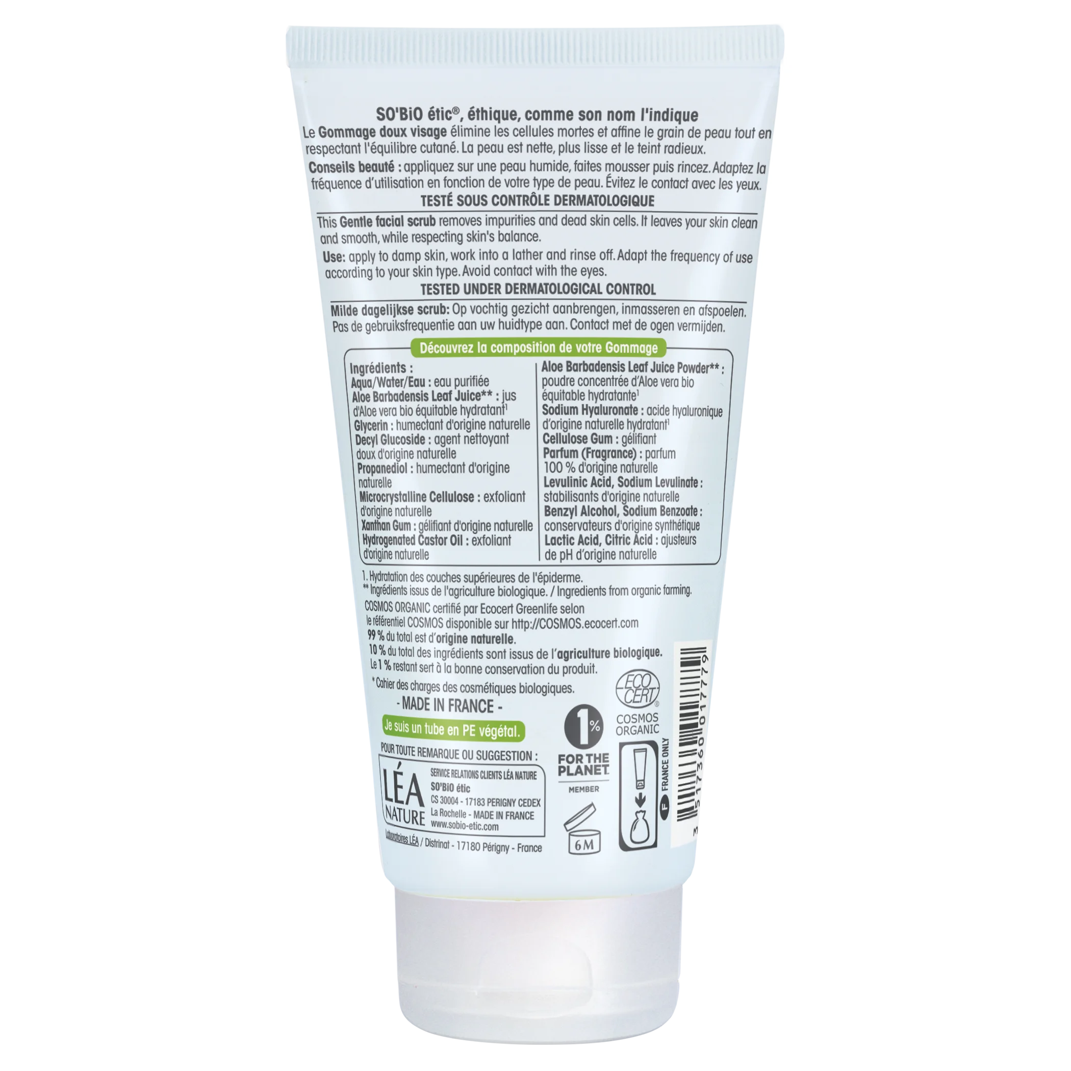SO’BiO étic Nežen piling za pogosto uporabo z Aloe vero, vlažilni, BIO (150 ml) - s hialuronsko kislino