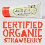 Jack n Jill Otroška zobna pasta - jagoda BIO (50 g) - brez fluora, z izvlečkom ekološkega ognjiča