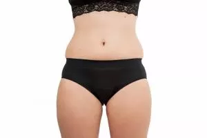 Pinke Welle Menstrualne spodnjice Black Bikini - srednje črne - htr. in lahka menstruacija (L)