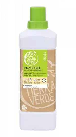 Tierra Verde Pralni gel za občutljivo kožo (1 l) - idealen za osebe z ekcemi, alergike in otroke